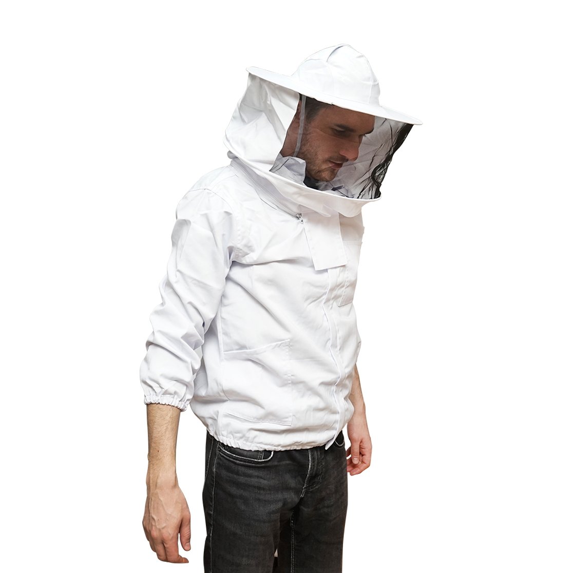 Bluza apicola alba cu masca de protectie marimea XXL